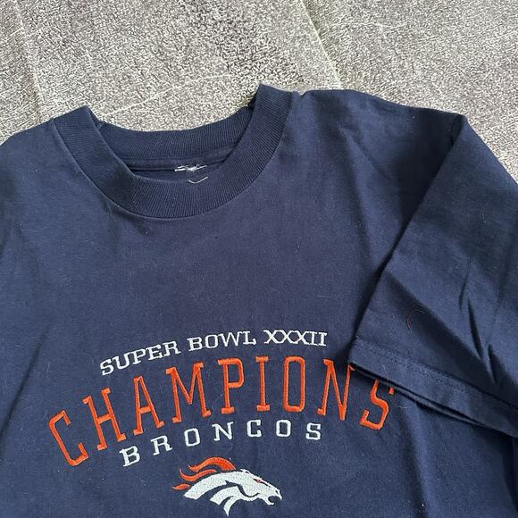 Men's Vintage 90's Denver Broncos Super Bowl Champions Navy Blue T Shirt Sz M - Picture 2 of 3